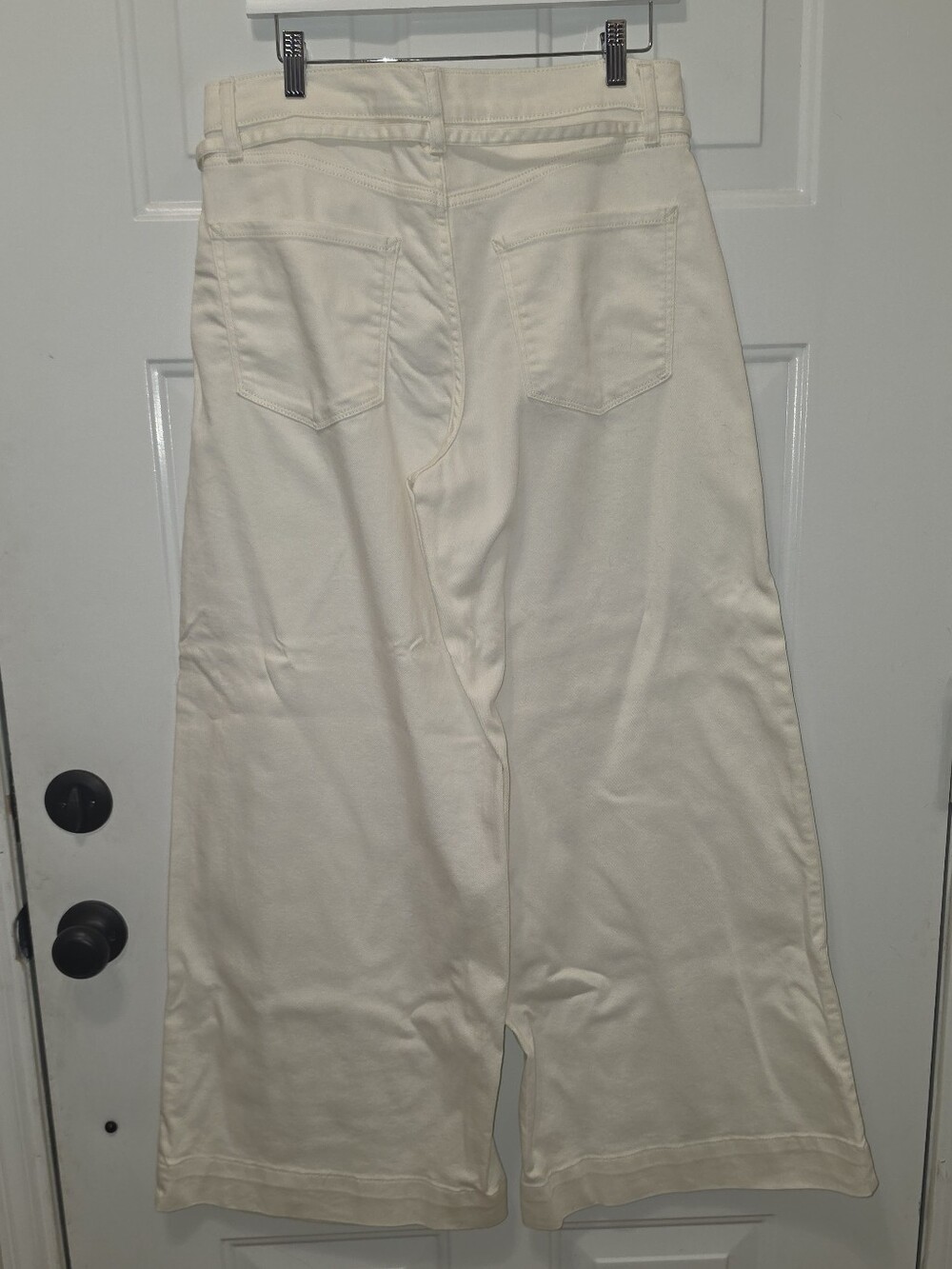 ANA Cream Wide Leg Tie Waist Pants Size 10 Mid Rise Slouchy Wide Leg - Picture 3 of 5